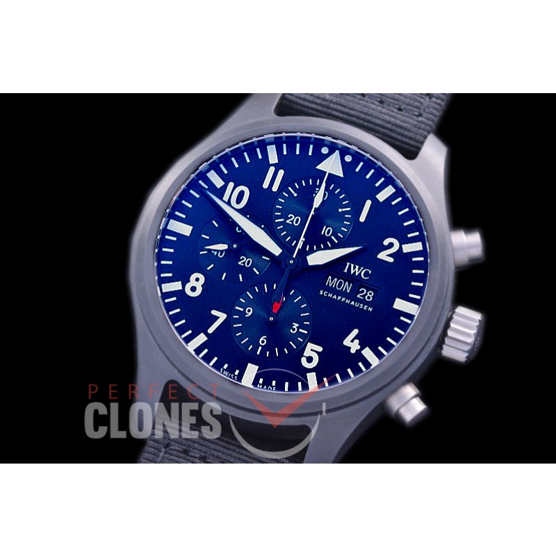 0 0 IWP00086A ZF Pilot Chronograph 389101 Top Gun CER/NY Black A-7750