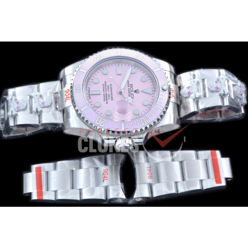 0 0 0 RLS-SP-023 GMF Pink Skull Special Edition 904 Steel Submariner 116610 SS/SS Pink A-2836
