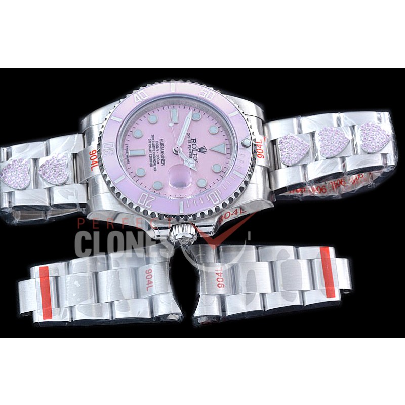 0 0 0 RLS-SP-024 GMF Pink Hearts Special Edition 904 Steel Submariner 116610 SS/SS Pink A-2836