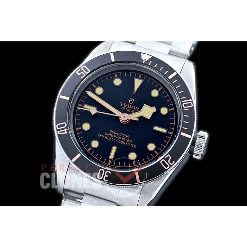 0 0 TU00153 Heritage Black Bay Shield 79230N SS/SS Black/Black/Gold Asian 2813 - Free Shipping 