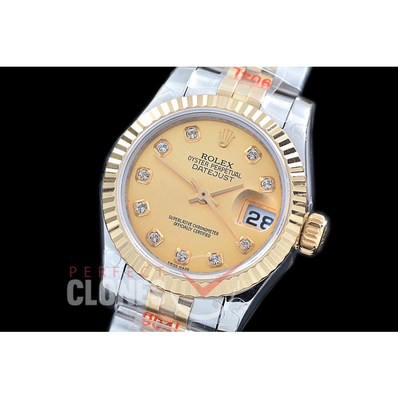R26DJT-905 GMF 179173 SS/YG Fluted/Jubilee Gold Diam Swiss 2671 904L Steel 