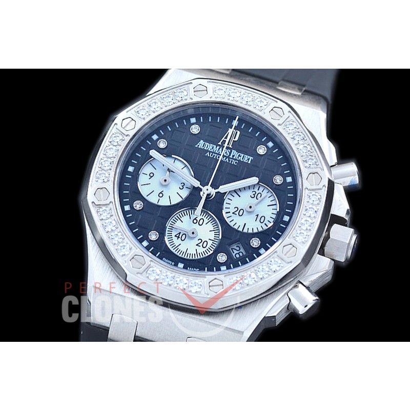 APROCL-323 Royal Oak Offshore Ladies 26231 SS/RU Black Diamonds Jap Chronograph Quartz 