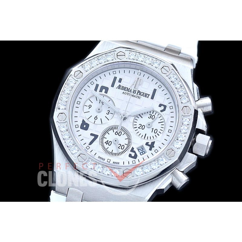 APROCL-301 Royal Oak Offshore Ladies 26231 SS/RU White Jap Chronograph Quartz 