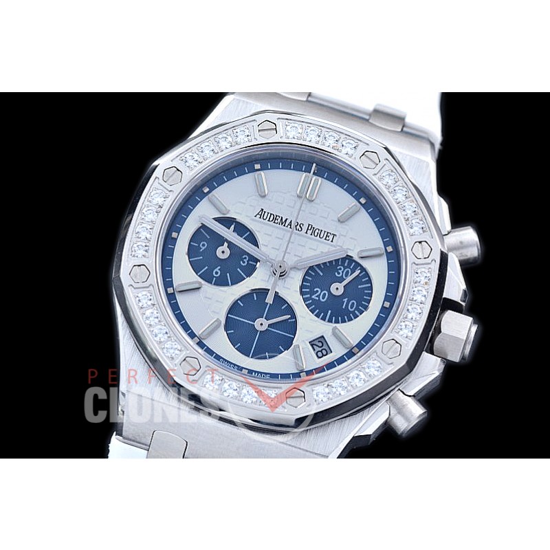 APROCL-311 Royal Oak Offshore Ladies 26231 SS/RU White Sticks Jap Chronograph Quartz 