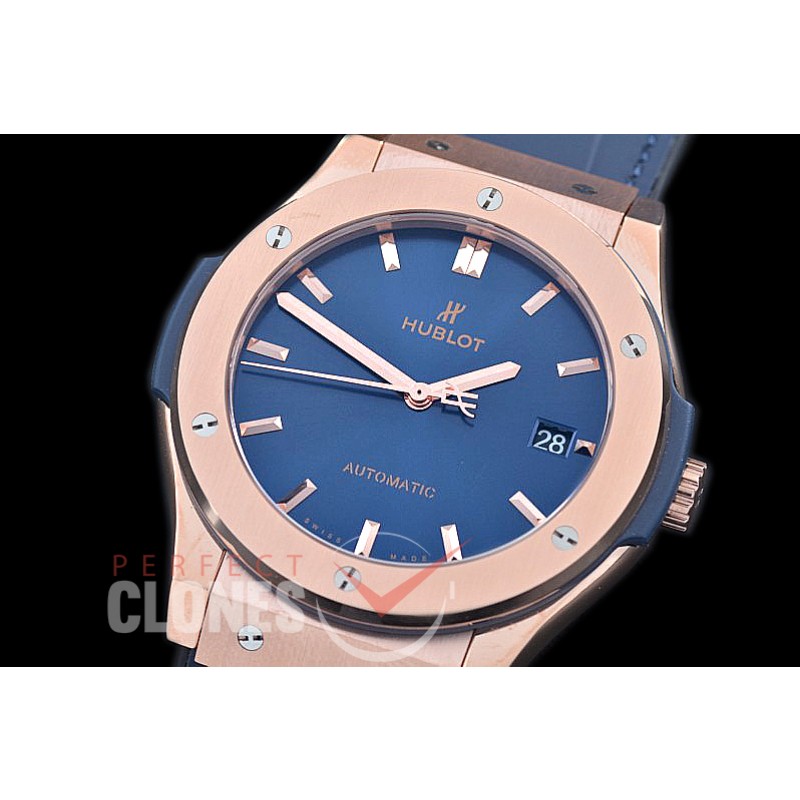 0 0 0 0 HBFS-45-008 Classic Fusion 45mm RG/LE Blue M-9015 Mod to Calibre HUB1112