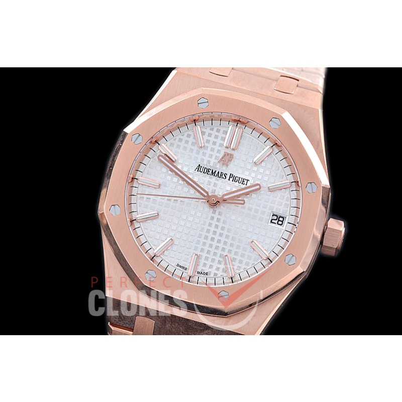 0 0 0 AP15500-121 OMF AP15500OR Royal Oak Automatic SS/SS White Miyota Asian Clone Calibre 4302 28800bph