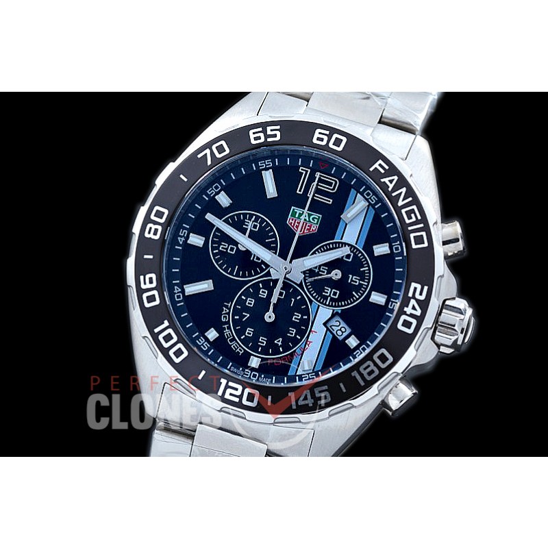 0 0 TGF1-00046 Formula 1 Chronograph Fangio Limited Ed SS/SS Black OS 10 Qtz