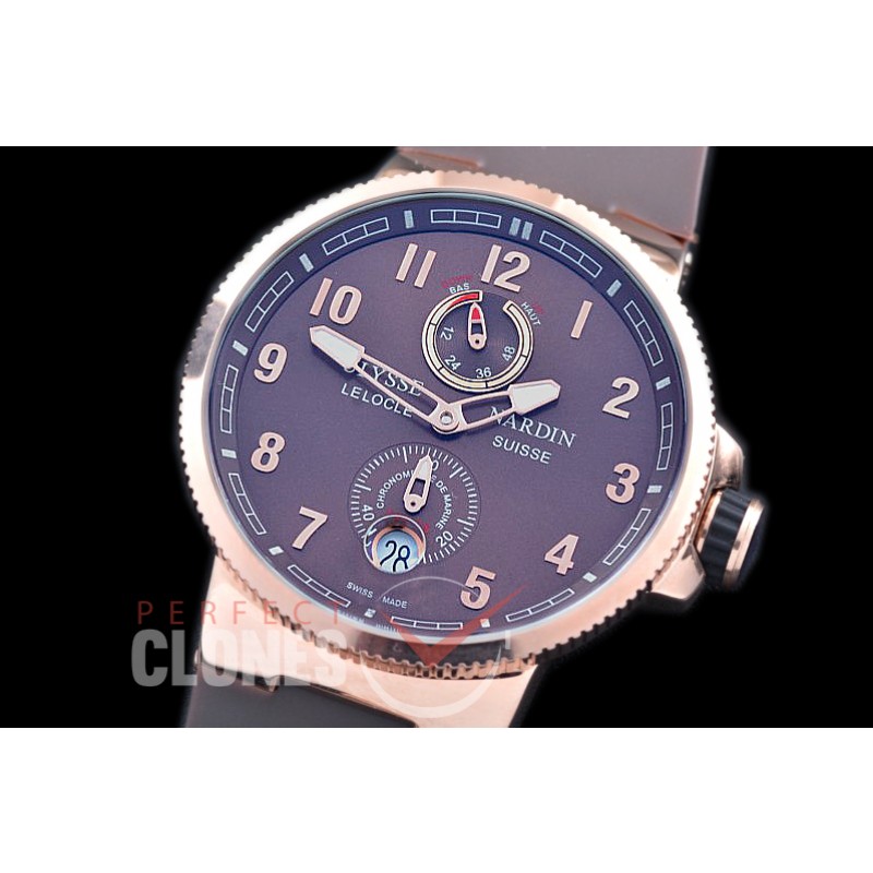 UNMM-315 Maxi Marine RG/RU Brown Numbers Asian PR Movt 