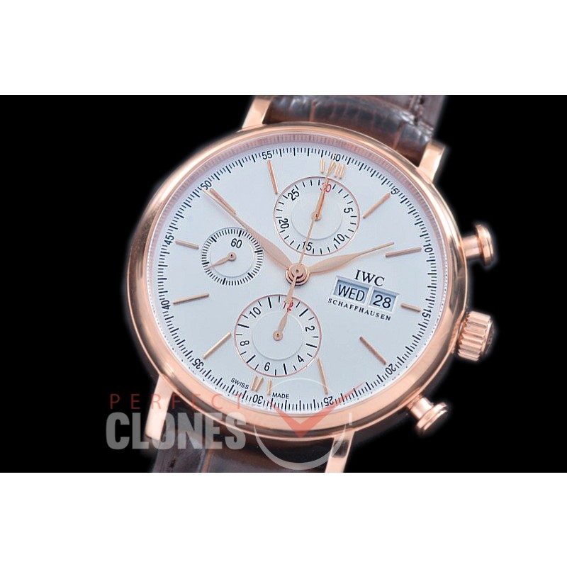0 0 0 IWPT-111 IW391007 Portofino Chronograph Classic RG/LE White A-7750 