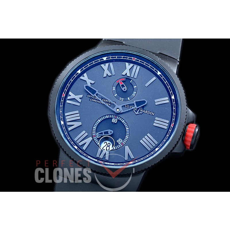 UNMM-427 Maxi Marine PVD/RU Black New Roman Asian PR Movt 