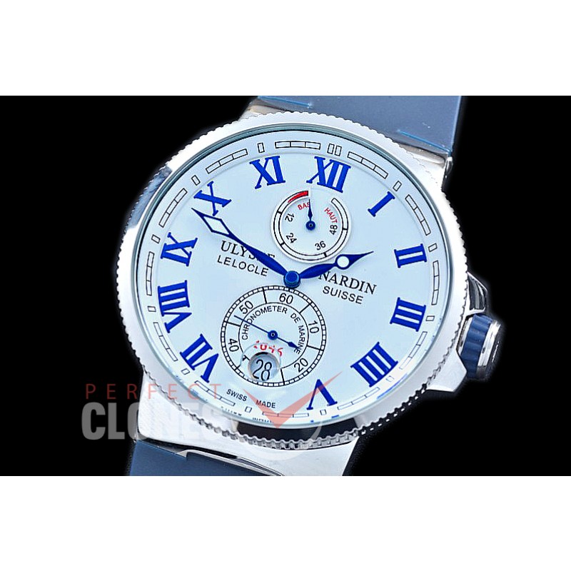 UNMM-121 Maxi Marine SS/RU White Classic Roman Asian PR Movt 