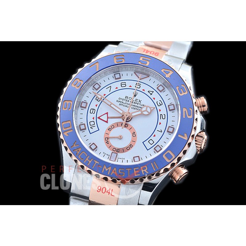 0 0 0 RYM2-912 GMF 904 Steel Yachtmaster II 116681 SS/RG White A-7750/Mod to Calibre 4161