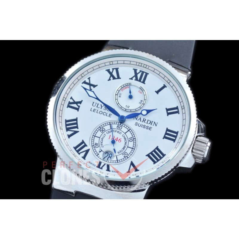 UNMM-120 Maxi Marine SS/RU White Classic Roman Asian PR Movt 