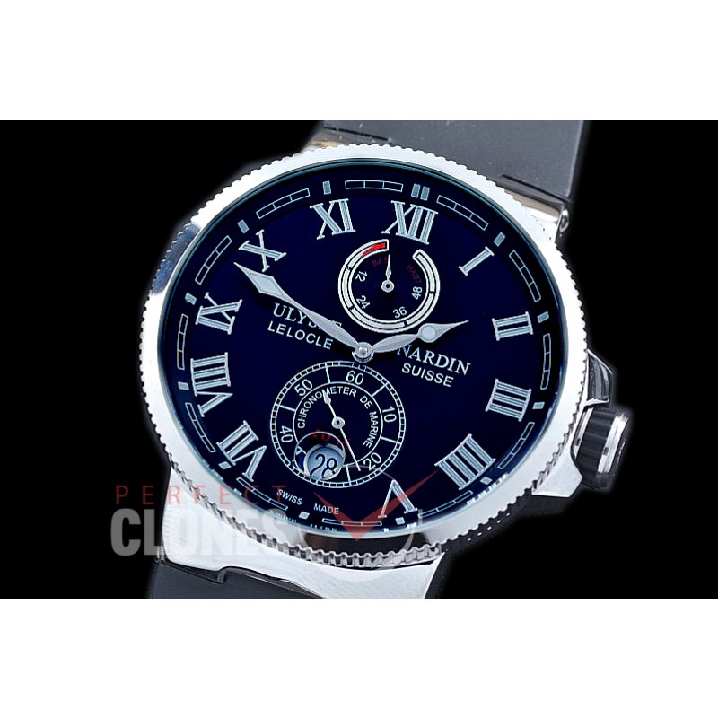 UNMM-122A Maxi Marine SS/RU Black Classic Roman Asian PR Movt 