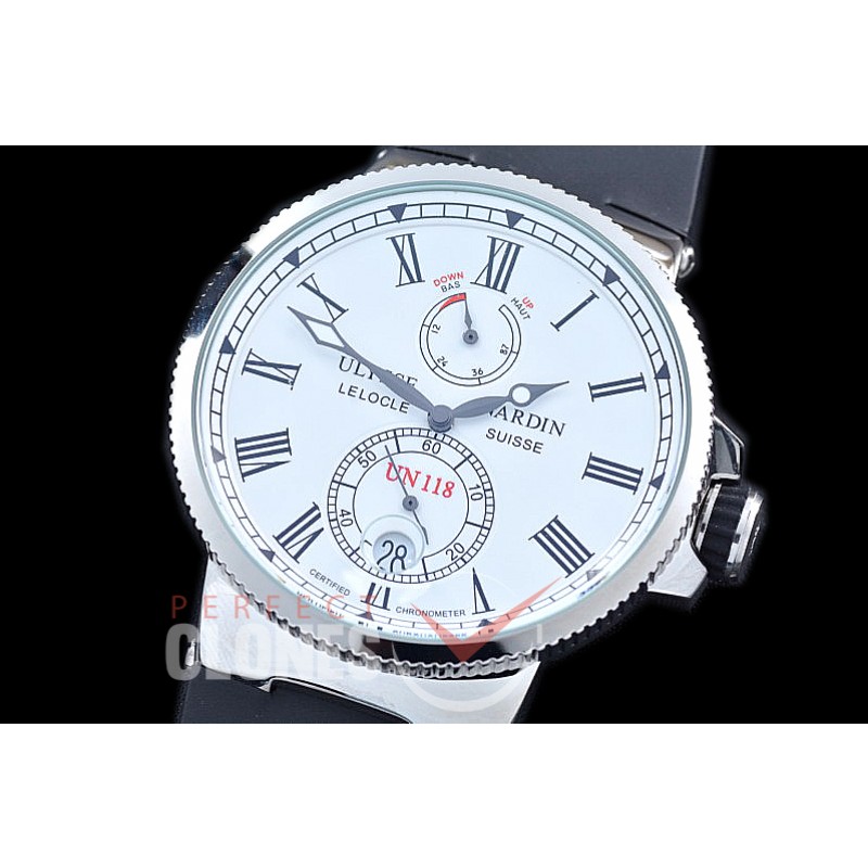 UNMM-141 Maxi Marine SS/RU White Vintage Roman Asian PR Movt 