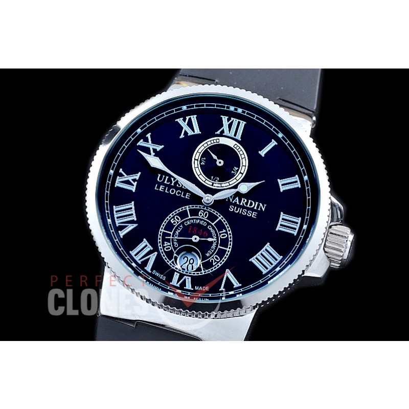 UNMM-122 Maxi Marine SS/RU Black Classic Roman Asian PR Movt 