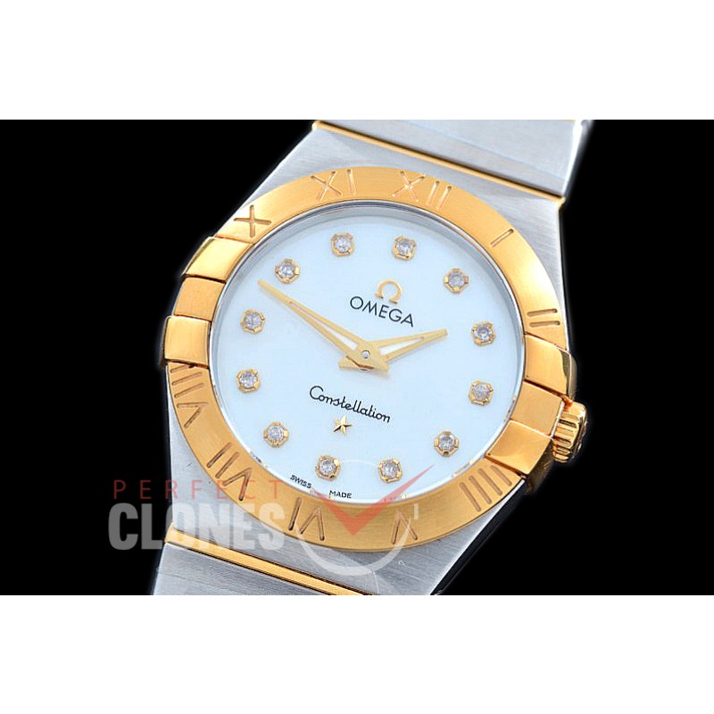 0 OMCON-28-161 Constellation Manhattan Quartz 28mm SS/YG White Diamonds Swiss Quartz