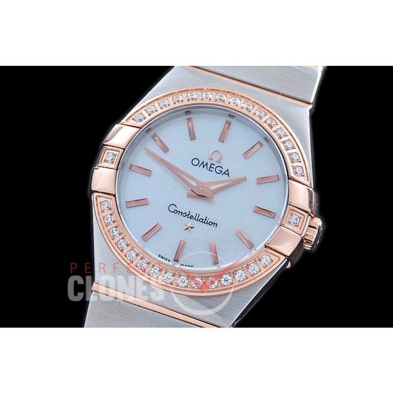 0 OMCON-28-201D Constellation Manhattan Quartz 28mm SS/RG White Sticks Swiss Quartz