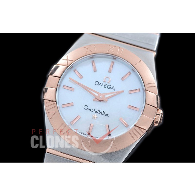 0 OMCON-28-201 Constellation Manhattan Quartz 28mm SS/RG White Sticks Swiss Quartz