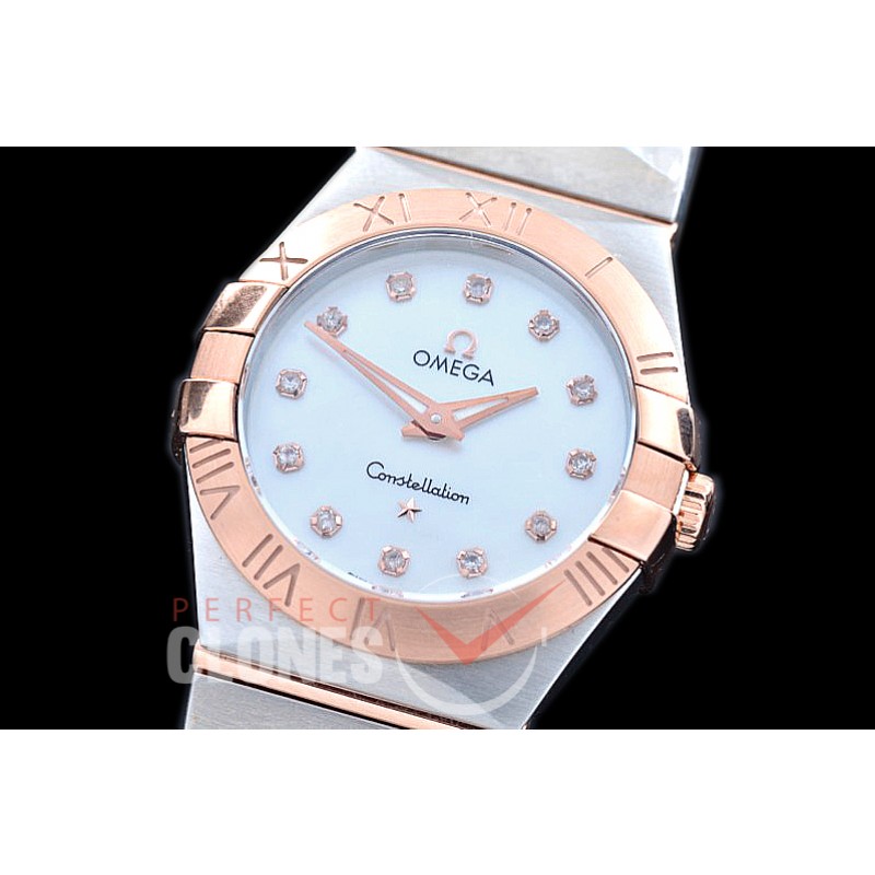 0 OMCON-28-211 Constellation Manhattan Quartz 28mm SS/RG White Diamonds Swiss Quartz