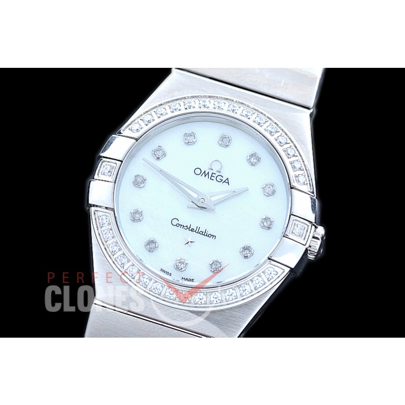0 OMCON-28-111D Constellation Manhattan Quartz 28mm SS/SS White Diamonds Swiss Quartz