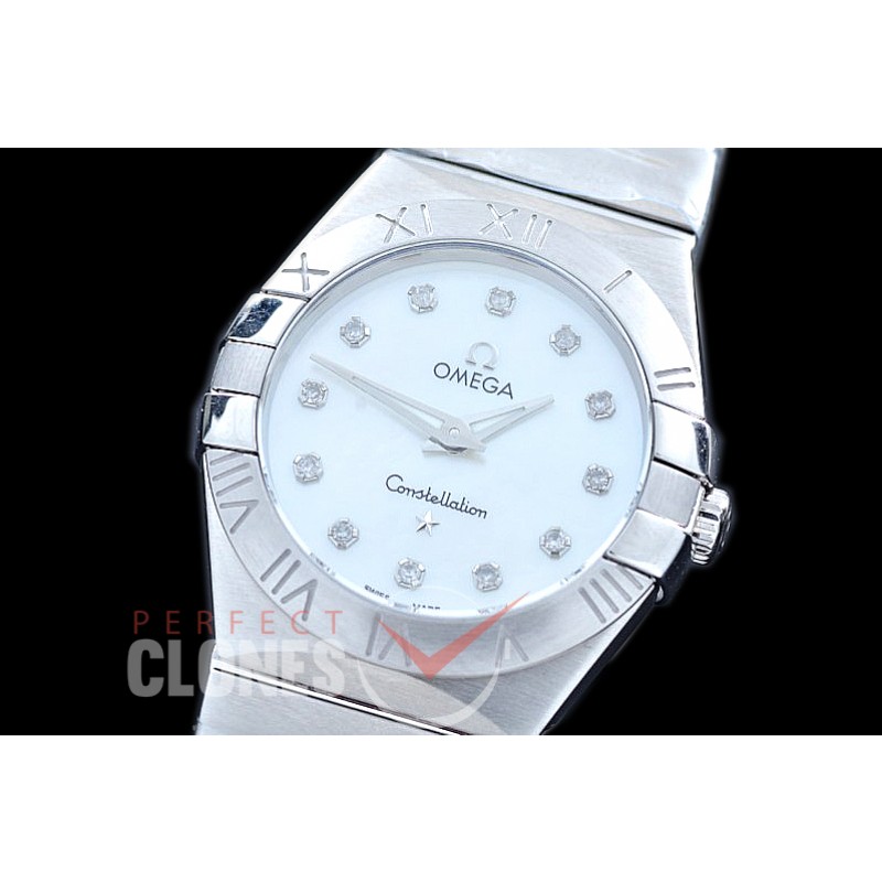 0 OMCON-28-111 Constellation Manhattan Quartz 28mm SS/SS White Diamonds Swiss Quartz