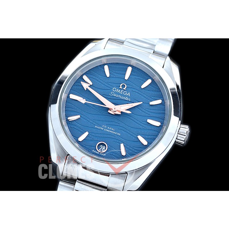 OMAT34-004 XF/VSF 34.5 Ladies Aqua Terra Date Automtaic SS/SS Blue/R-Gold Sticks A-2824/Mod 8800