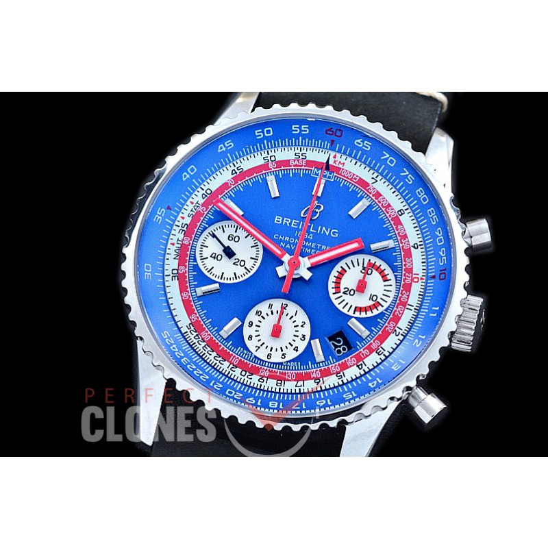 BLNV-AE-103L Navitimer 1 Airline Edition Chronograph SS/LE Blue Pam Am A-7750