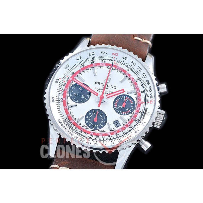BLNV-AE-101AL Navitimer 1 Airline Edition Chronograph SS/LE White TWA A-7750 