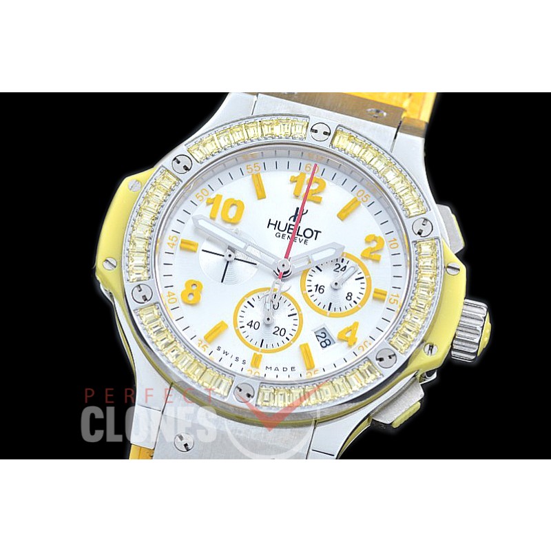 0 0 HB38-0011 Big Bang Ladies Tutti Frutti Chrono SS/SQRB/LE White/Yellow Jap OS 20 Quartz 