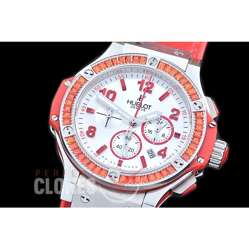 0 0 HB38-0013 Big Bang Ladies Tutti Frutti Chrono SS/SQRB/LE White/Red Jap OS 20 Quartz 