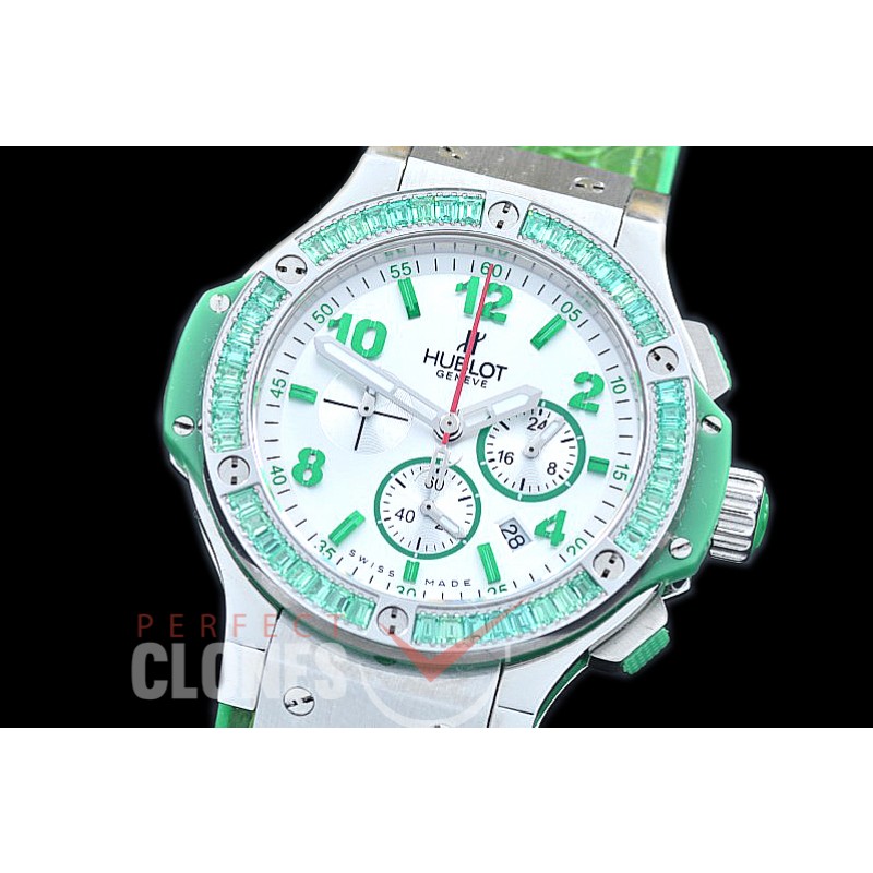 0 0 HB38-0012 Big Bang Ladies Tutti Frutti Chrono SS/SQRB/LE White/Green Jap OS 20 Quartz 