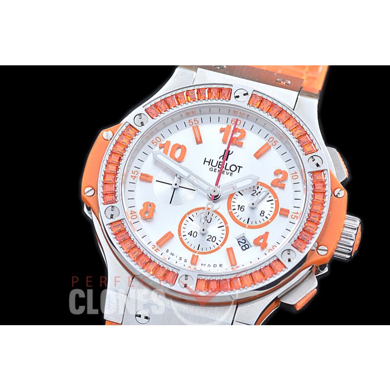0 0 HB38-0017 Big Bang Ladies Tutti Frutti Chrono SS/SQRB/LE White/Orange Jap OS 20 Quartz 