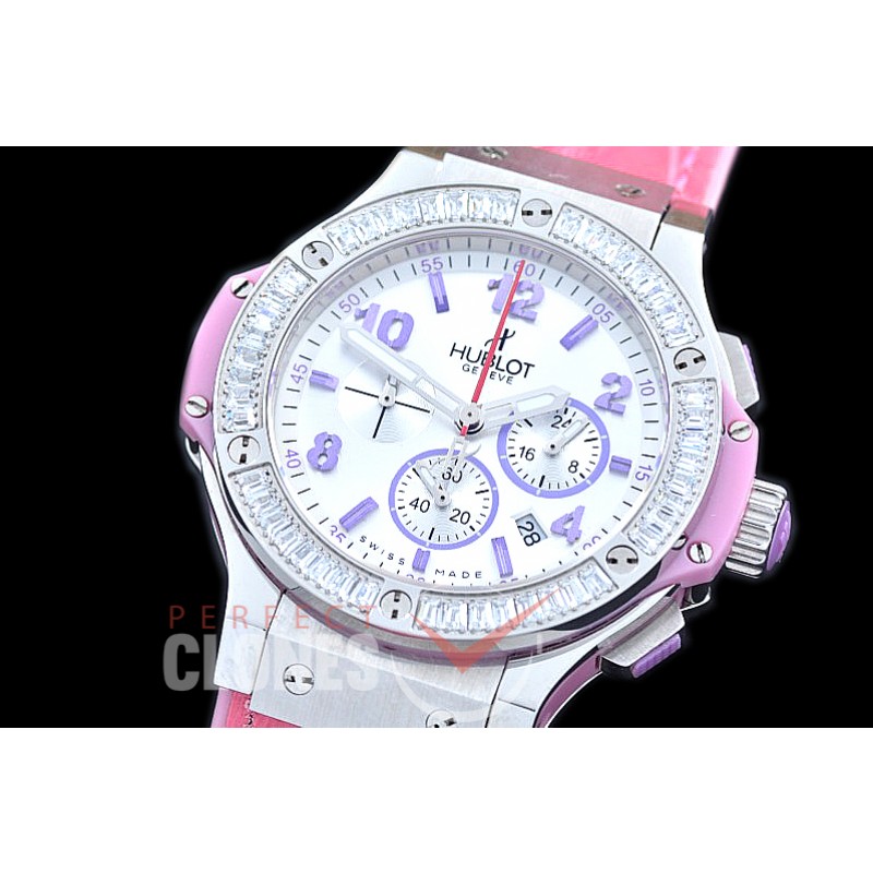 0 0 HB38-0018 Big Bang Ladies Tutti Frutti Chrono SS/SQRB/LE White/Light Purple Jap OS 20 Quartz 