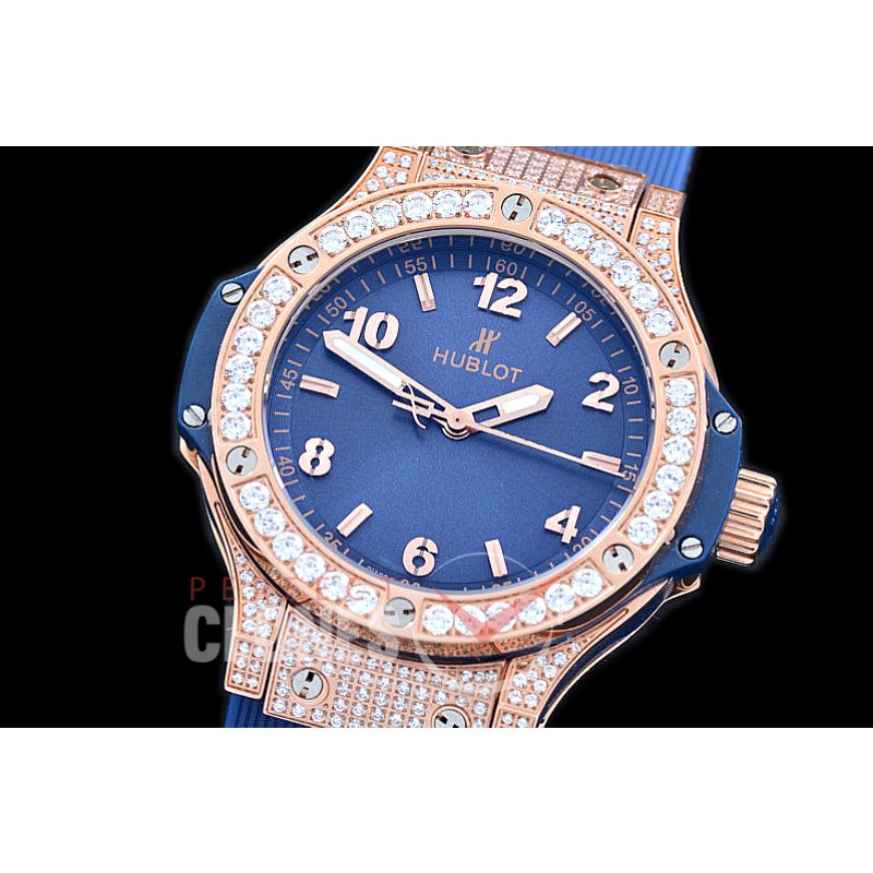 0 0 HB38-0513D1 Big Bang Ladies 38mm RG/DIAM/LE Blue Jap OS 20 Quartz 