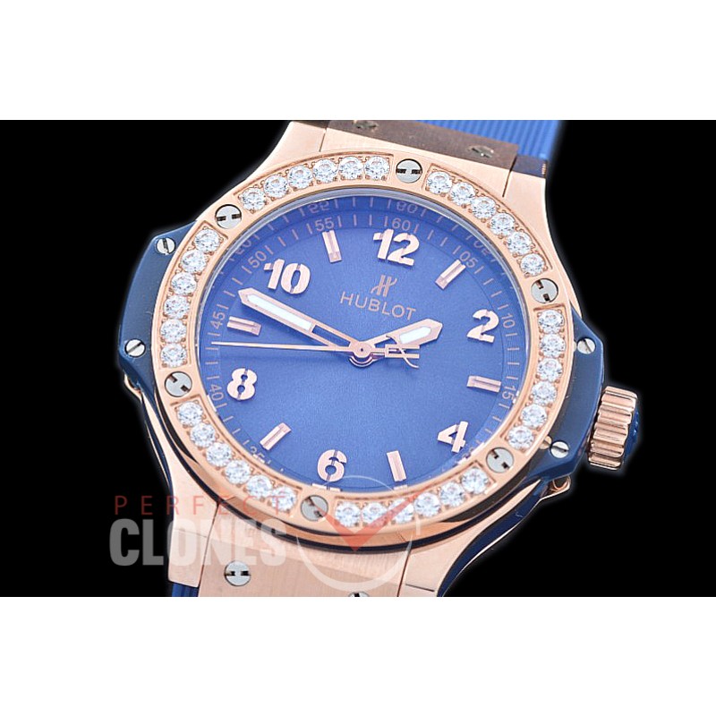 0 0 HB38-0513D Big Bang Ladies 38mm RG/DIAM/LE Blue Jap OS 20 Quartz 
