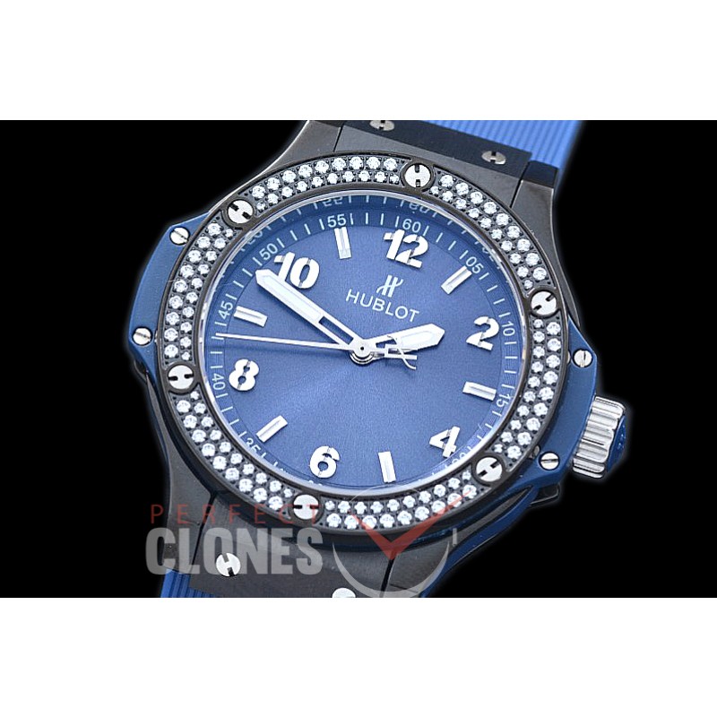 0 0 HB38-0523D Big Bang Ladies 38mm PVD/DIAM/LE Blue Jap OS 20 Quartz 