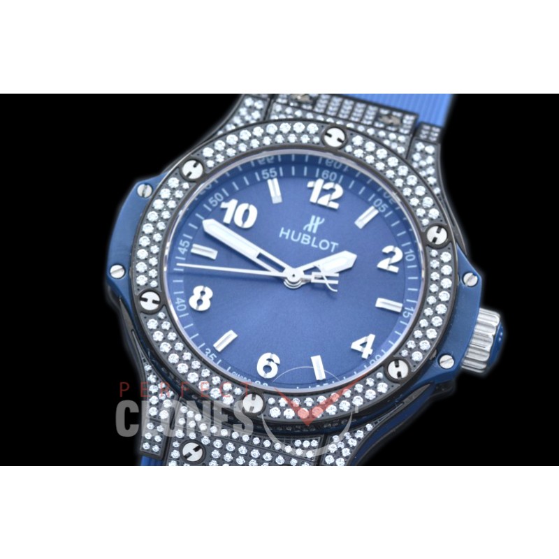 0 0 HB38-0523D1 Big Bang Ladies 38mm PVD/DIAM/LE Blue Jap OS 20 Quartz 