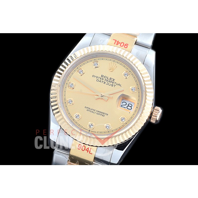 R36DJT-315 GMF 126233 SS/YG Fluted/Oyster Gold Diamonds A-2824 904L Steel