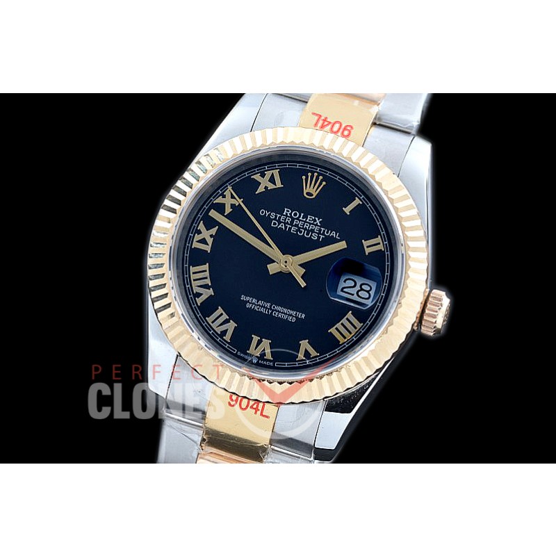 R36DJT-322 GMF 126233 SS/YG Fluted/Oyster Black Roman A-2824 904L Steel