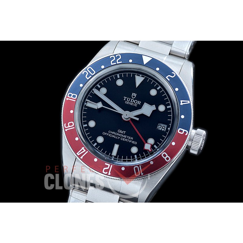 0 0 TU00161 Heritage Black Bay Shield GMT 79830 SS/SS Black Asian 2813 - Free Shipping 