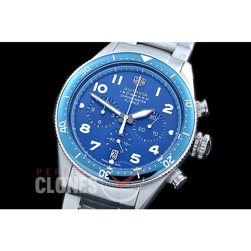 TG-AUT-104S Autavia Isograph Chronograph SS/SS Blue Jap OS 20 Quartz 