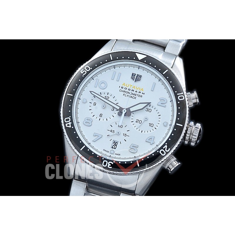 TG-AUT-101S Autavia Isograph Chronograph SS/SS White Jap OS 20 Quartz 