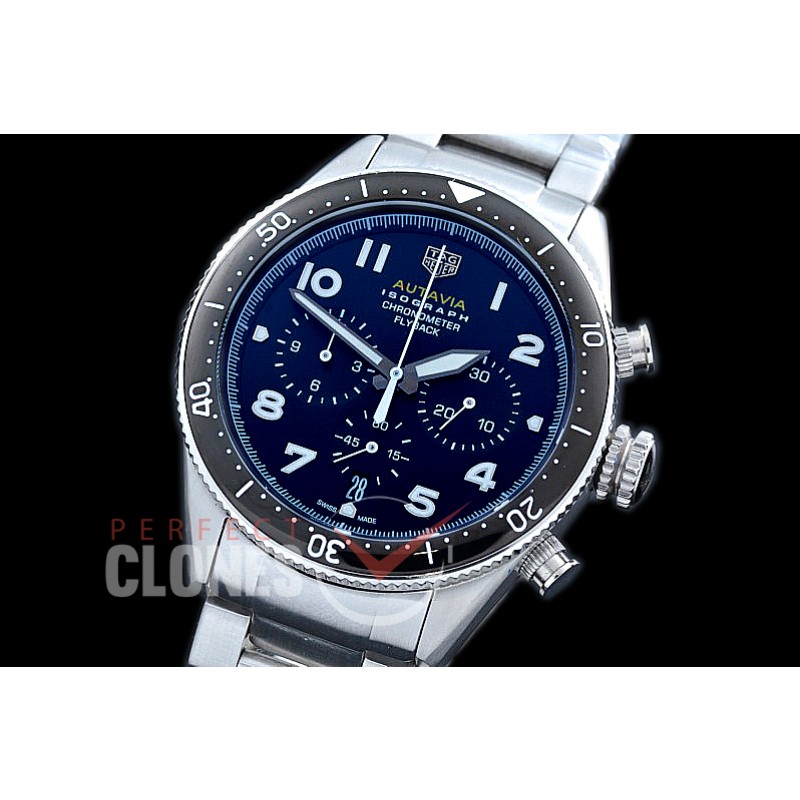 TG-AUT-102S Autavia Isograph Chronograph SS/SS Black Jap OS 20 Quartz 