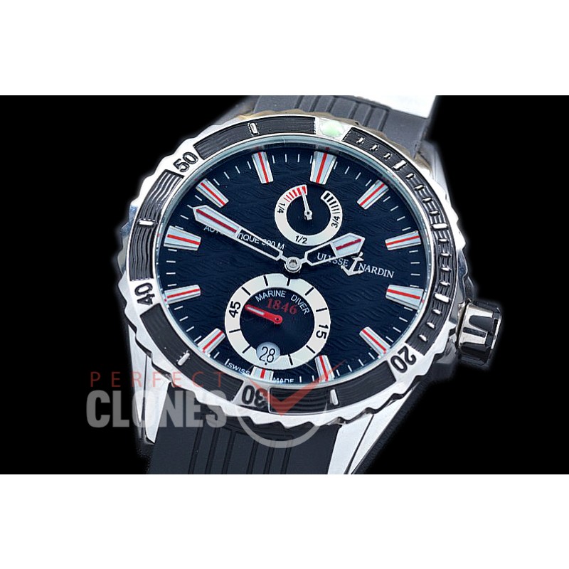 UNMMD-103 Maxi Marine Diver SS/RU Black Wavy Sticks Asian PR Movt 