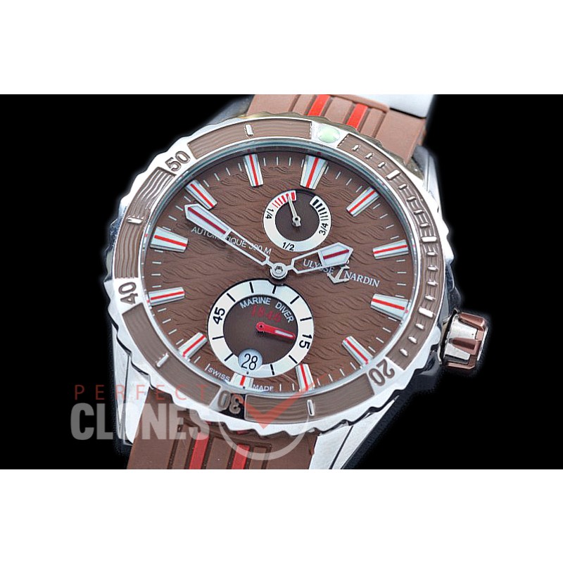 UNMMD-105 Maxi Marine Diver SS/RU Brown Wavy Sticks Asian PR Movt 