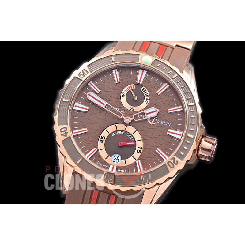 UNMMD-115 Maxi Marine Diver RG/RU Brown Wavy Sticks Asian PR Movt 