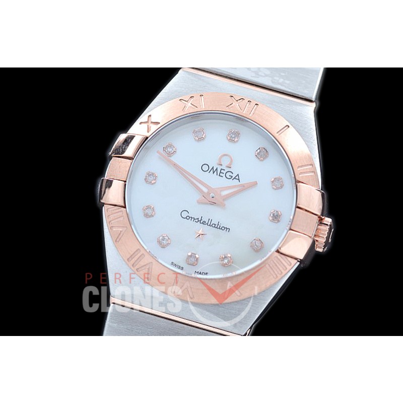 0 OMCON-25-211 Constellation Quartzz 25mm SS/RG White Diamonds Swiss Quartz
