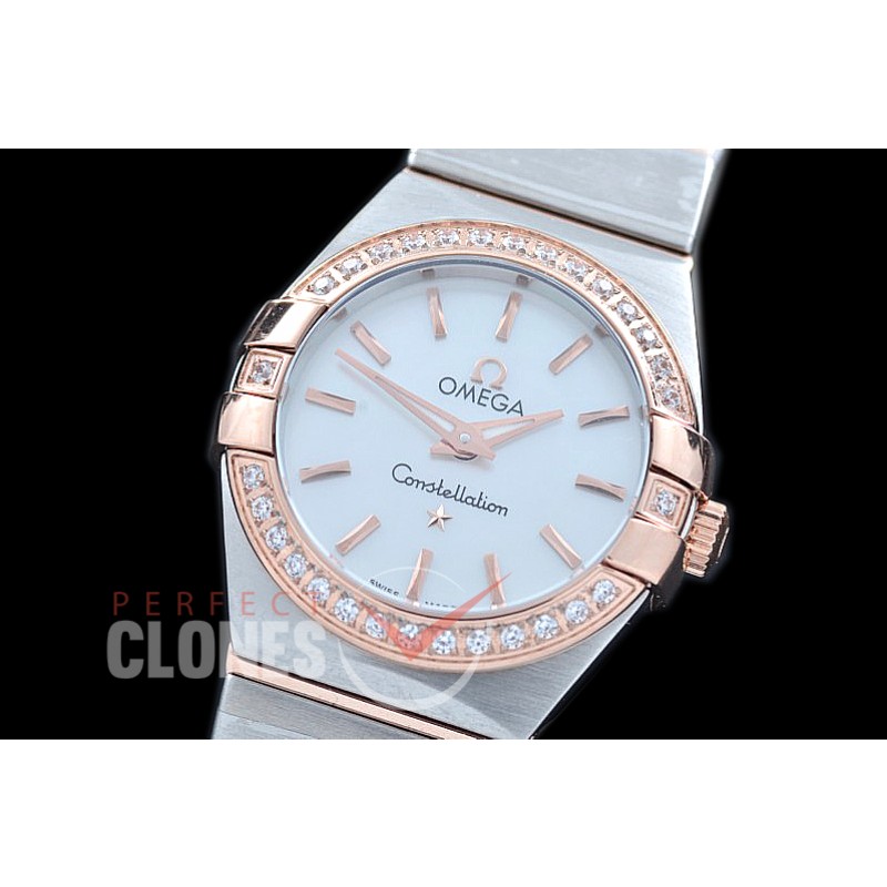 0 OMCON-25-201D Constellation Quartz 25mm SS/RG White Sticks Swiss Quartz