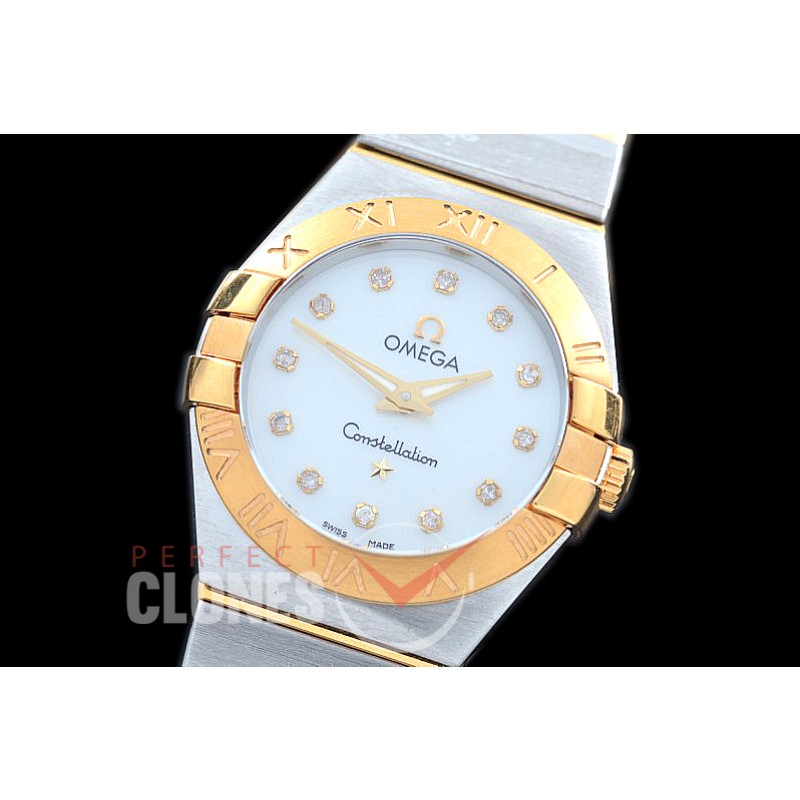 0 OMCON-25-161 Constellation Quartz 25mm SS/YG White Diamonds Swiss Quartz